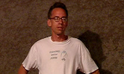 John Pierson wearing his Fishing With John shirt
